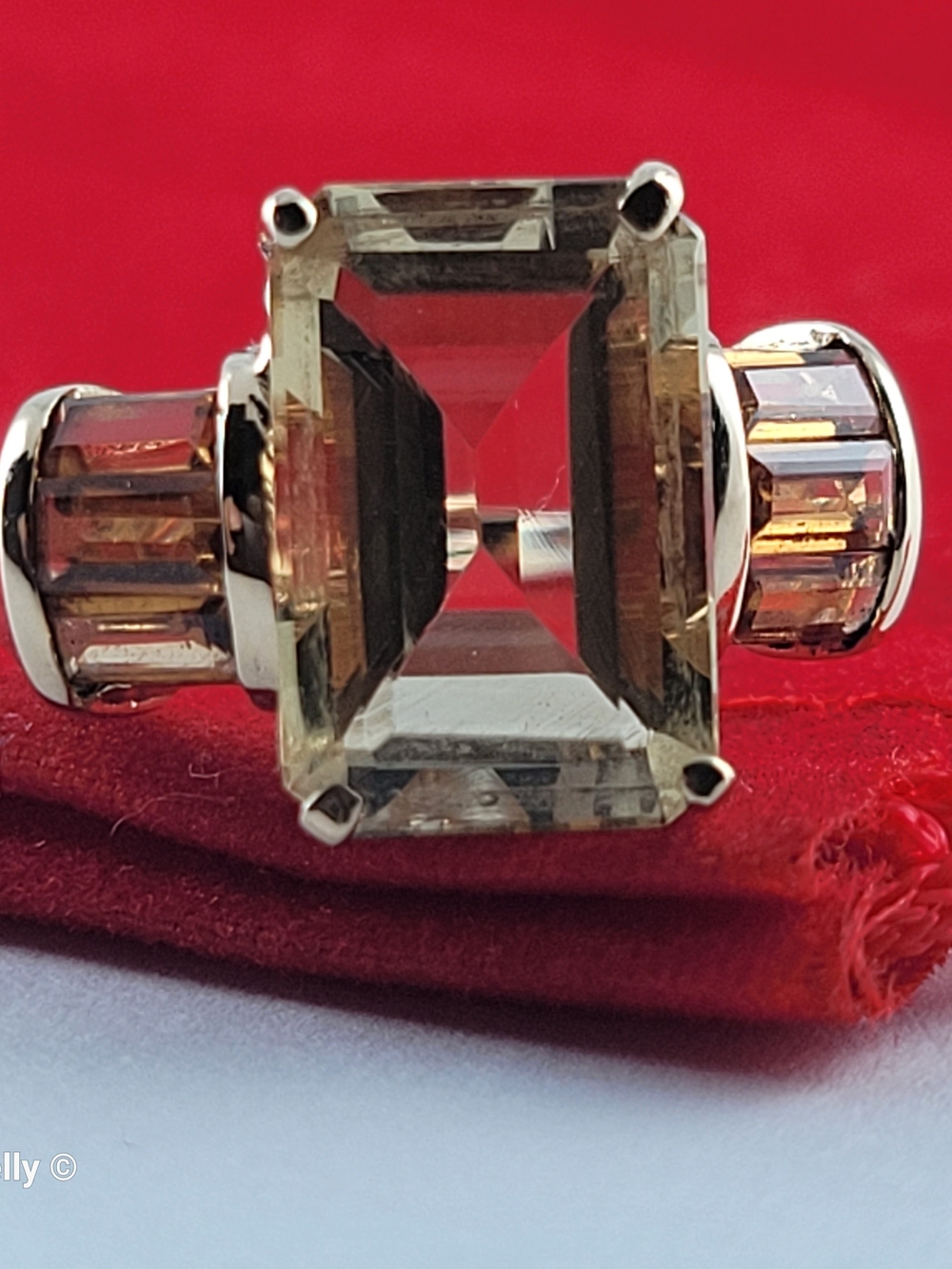 14K Yellow Gold Quartz and Citrine Ring Size 6.75 - Solid Gold! 👌🎁